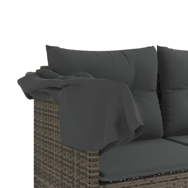 vidaXL loungesofa med baldakin og hynder polyrattan grå