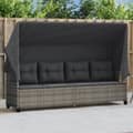 Miniatyrbillede 11 af 11: vidaXL loungesofa med baldakin og hynder polyrattan grå