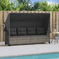 Miniatyrbillede 2 af 11: vidaXL loungesofa med baldakin og hynder polyrattan grå
