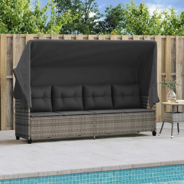 vidaXL loungesofa med baldakin og hynder polyrattan grå
