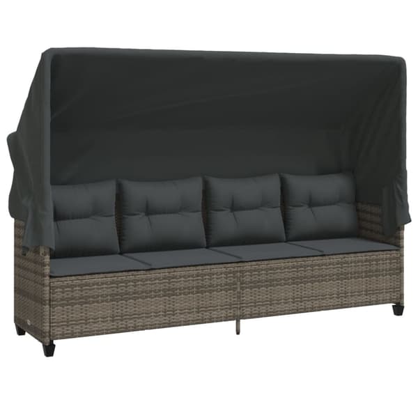vidaXL loungesofa med baldakin og hynder polyrattan grå