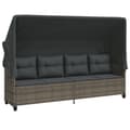 Miniatyrbillede 1 af 11: vidaXL loungesofa med baldakin og hynder polyrattan grå