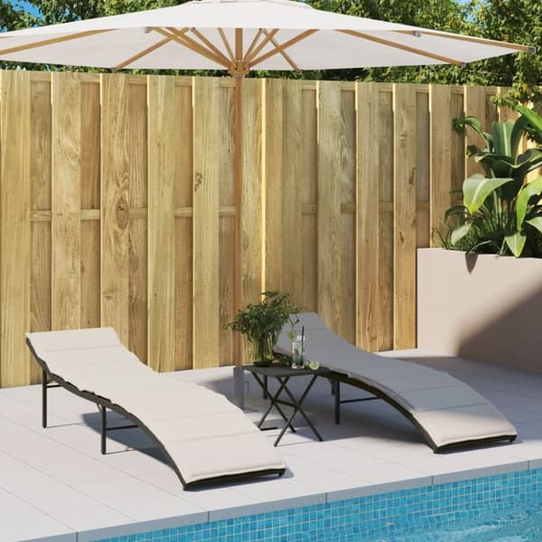 vidaXL liggestol med hynde 55x199x50 cm polyrattan sort