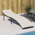 Miniatyrbillede 1 af 10: vidaXL liggestol med hynde 55x199x50 cm polyrattan sort