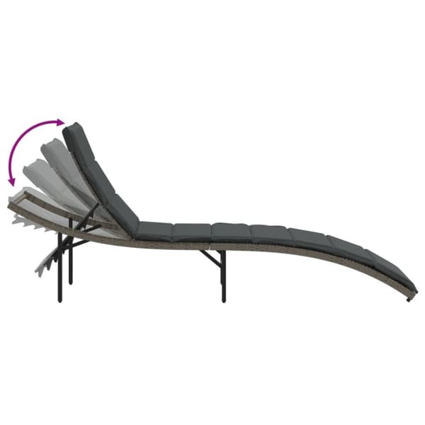 vidaXL liggestol med hynde 55x199x50 cm polyrattan grå
