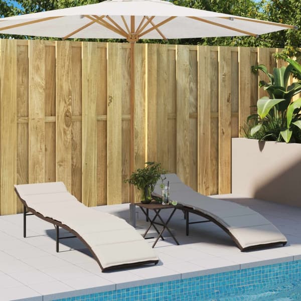 vidaXL liggestole 2 stk. med bord polyrattan brun