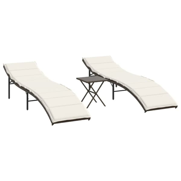 vidaXL liggestole 2 stk. med bord polyrattan brun