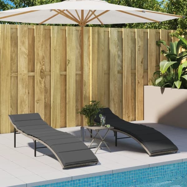 vidaXL liggestol med hynde 55x199x50 cm polyrattan lysegrå