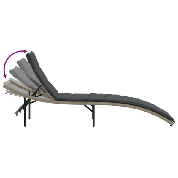 vidaXL liggestol med hynde 55x199x50 cm polyrattan lysegrå
