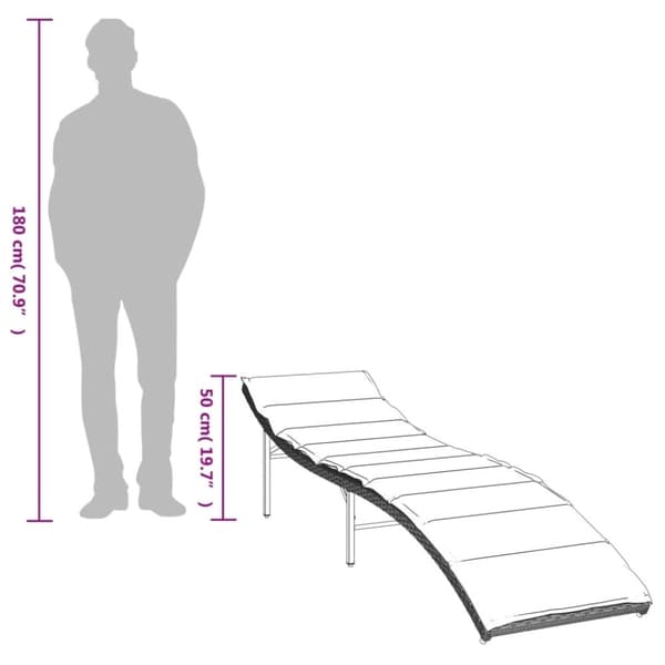 vidaXL liggestol med hynde 55x199x50 cm polyrattan lysegrå