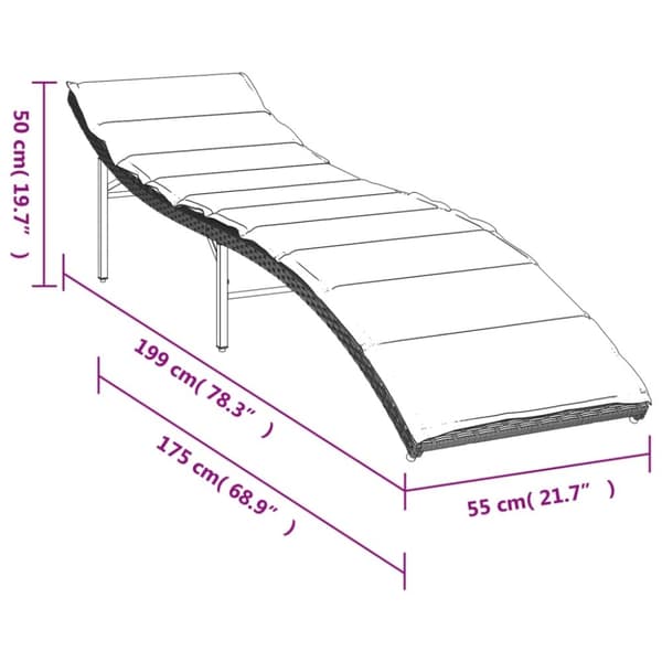 vidaXL liggestol med hynde 55x199x50 cm polyrattan lysegrå