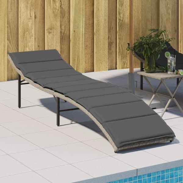 vidaXL liggestol med hynde 55x199x50 cm polyrattan lysegrå