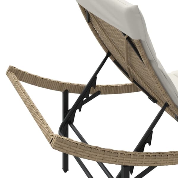 vidaXL Solsäng med dyna beige 55x199x50 cm konstrotting