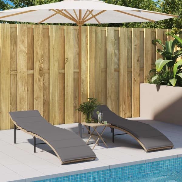 vidaXL liggestol med hynde 55x199x50 cm polyrattan beige