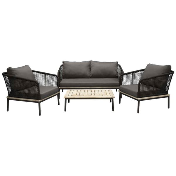 Andorra lounge set 4 delar svart,natur.