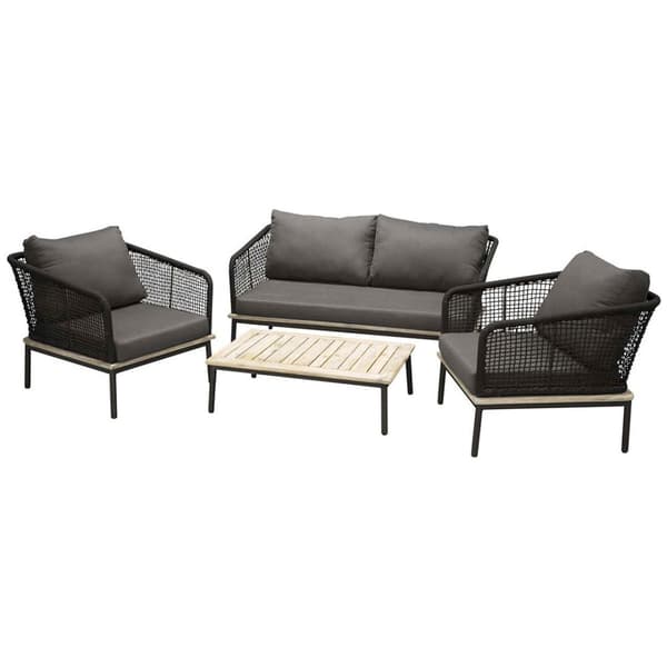 Andorra lounge set 4 delar svart,natur.