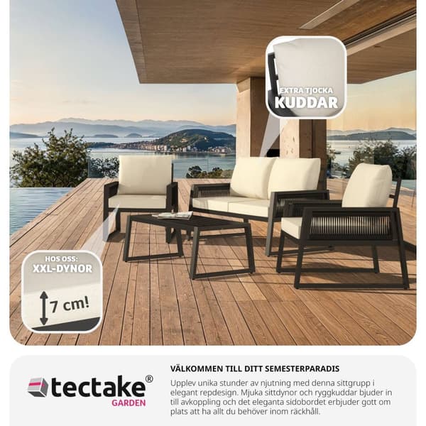 Loungeset/Loungegrupp Captive i rep-design - Set 1 (1 x soffa / 1 x bord / 2 x fåtöljer)