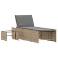 Miniatyrbild 4 av 11: vidaXL Solsängar 2 st med bord beige konstrotting