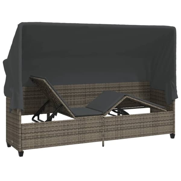 vidaXL loungesofa med baldakin og hynder polyrattan grå