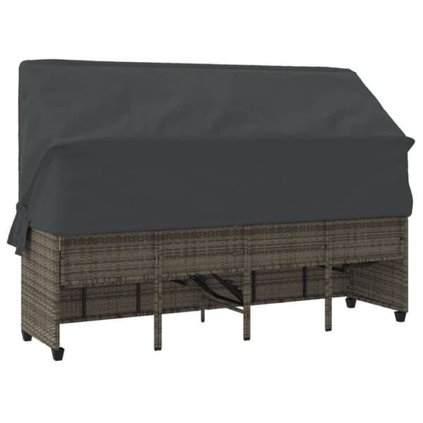 vidaXL loungesofa med baldakin og hynder polyrattan grå