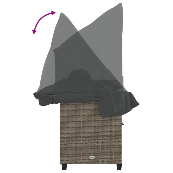 vidaXL Solsäng med tak och dynor beige konstrotting