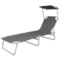 Miniatyrbillede 2 af 7: foldbar liggestol med tag stål grå