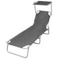 Miniatyrbillede 1 af 7: foldbar liggestol med tag stål grå