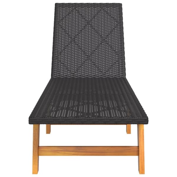 liggestol polyrattan og massivt akacietræ sort og brun