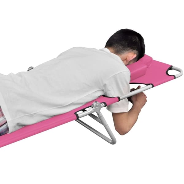 foldbar liggestol med nakkehynde stål pink