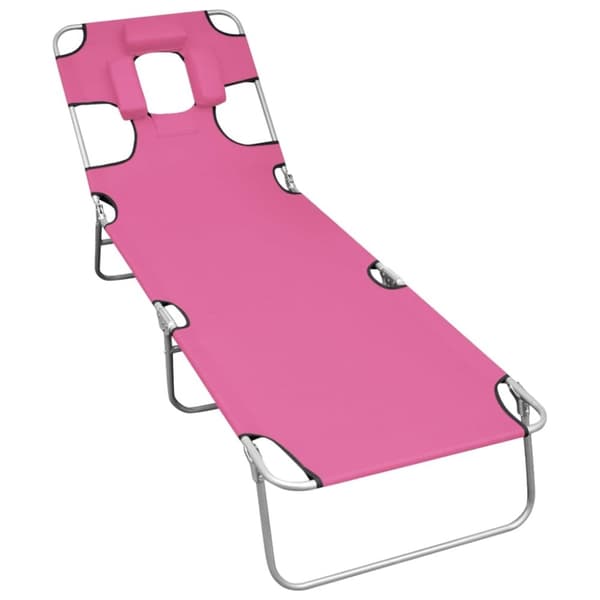 foldbar liggestol med nakkehynde stål pink