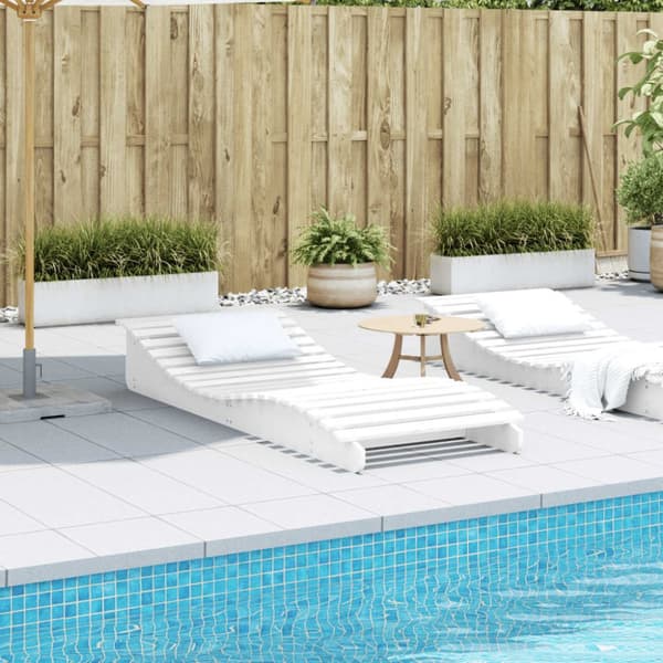 Solsäng vit 205x80x31,5 cm massiv furu