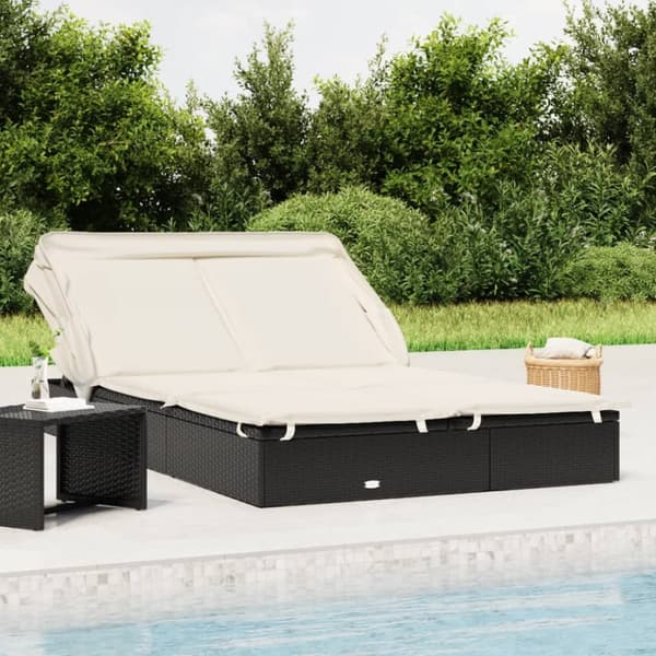 2-personers solseng foldbart tag 213x118x97 cm polyrattan sort