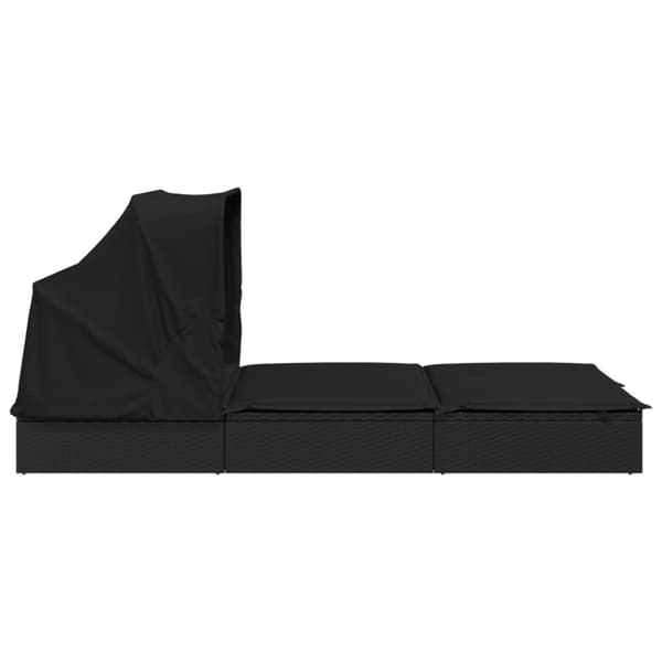 Solsäng med hopfällbart tak svart 213x118x97 cm konstrotting