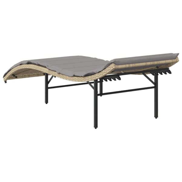 liggestol med hynde 55x199x50 cm polyrattan beige