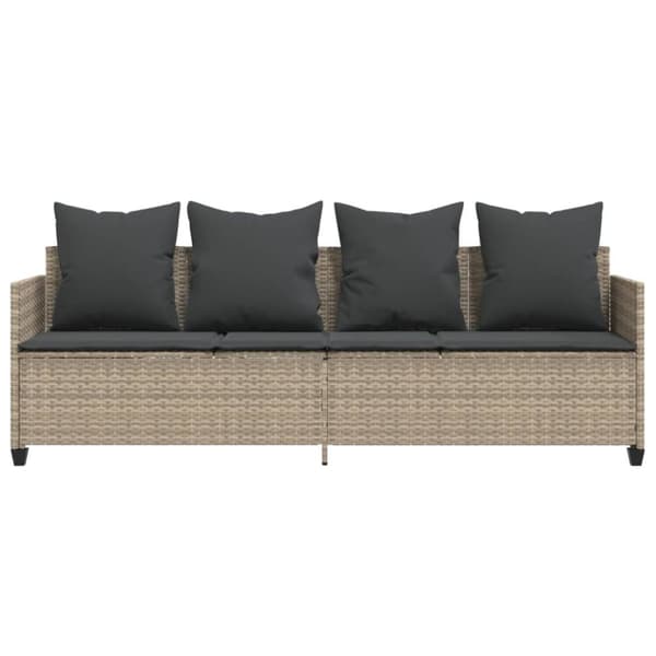 loungesofa med hynder polyrattan lysegrå