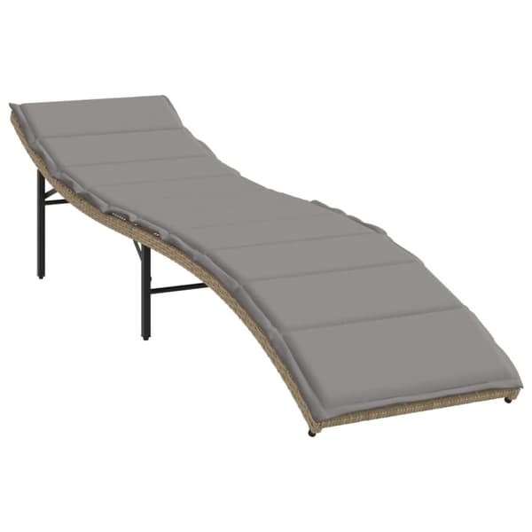 Solsängar 2 st med bord beige konstrotting