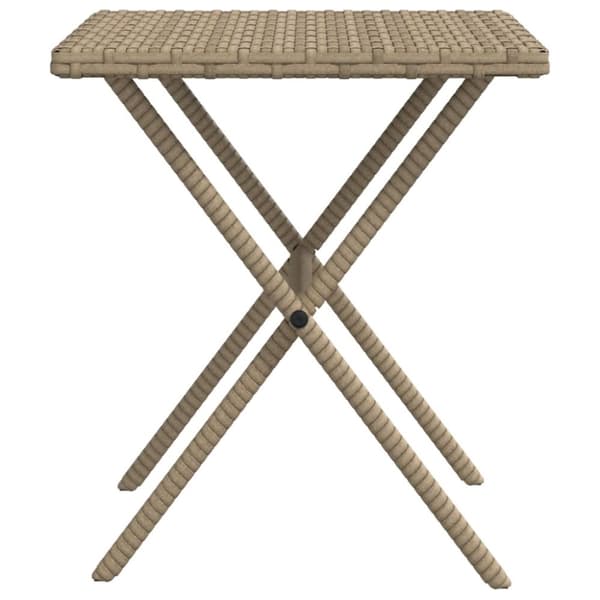 Solsängar 2 st med bord beige konstrotting