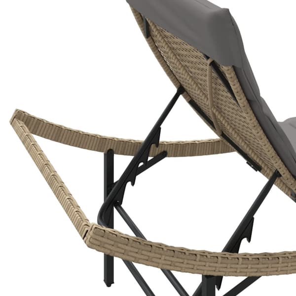Solsängar 2 st med bord beige konstrotting