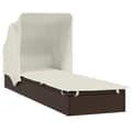 Miniatyrbillede 4 af 10: liggestol med foldbart tag 213x63x97 cm polyrattan brun