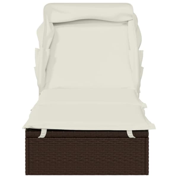 liggestol med foldbart tag 213x63x97 cm polyrattan brun