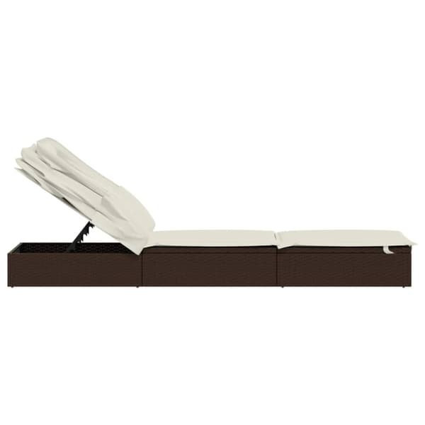 liggestol med foldbart tag 213x63x97 cm polyrattan brun