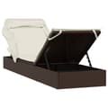 Miniatyrbillede 9 af 10: liggestol med foldbart tag 213x63x97 cm polyrattan brun
