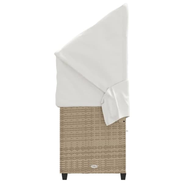 Solsäng med tak och dynor beige konstrotting