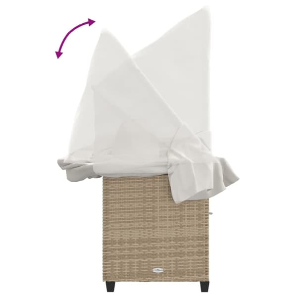 Solsäng med tak och dynor beige konstrotting