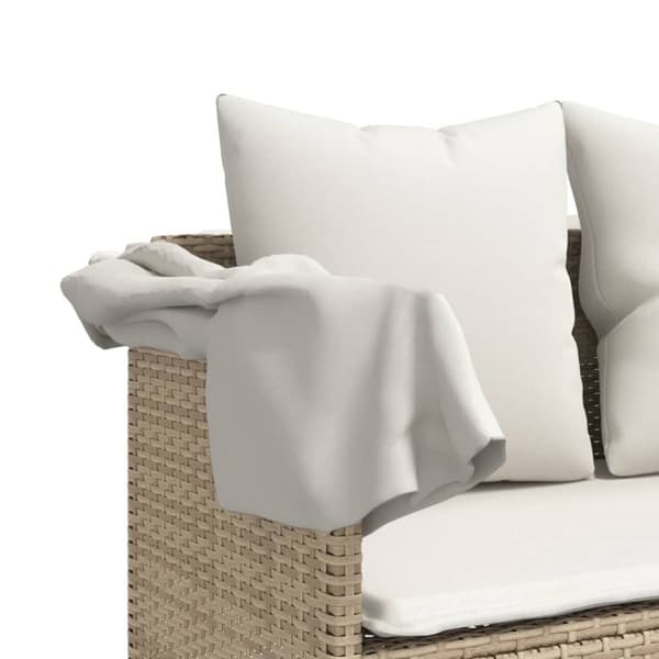 Solsäng med tak och dynor beige konstrotting