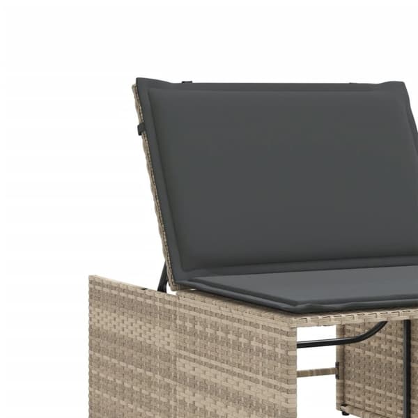 vidaXL Solsängar 2 st med bord ljusgrå konstrotting