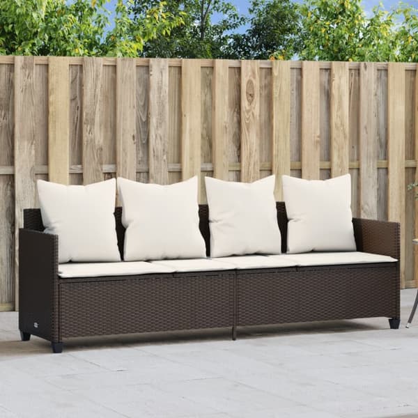 vidaXL loungesofa med hynder polyrattan brun