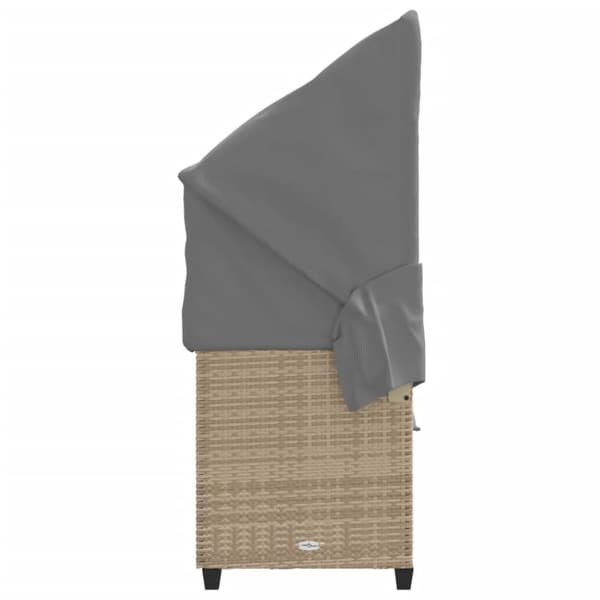 vidaXL Solsäng med tak och dynor beige konstrotting