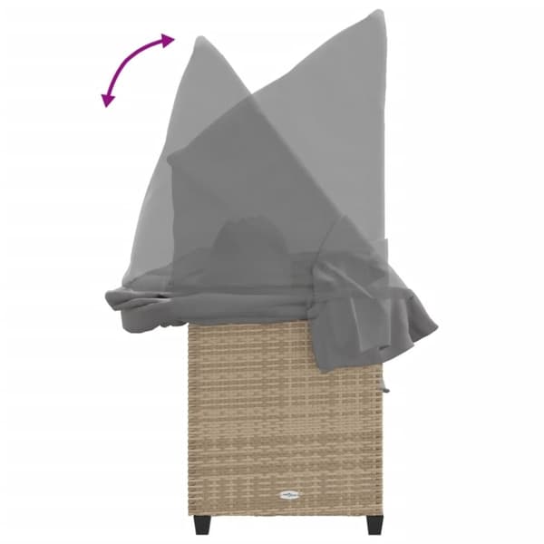 vidaXL Solsäng med tak och dynor beige konstrotting