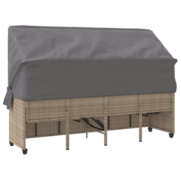 vidaXL loungesofa med baldakin og hynder polyrattan beige